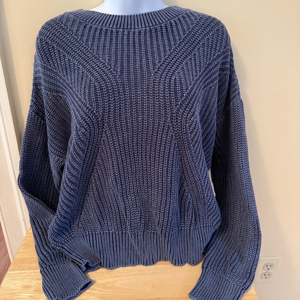 Neely Denim Blue Fall Sweater w Open Back